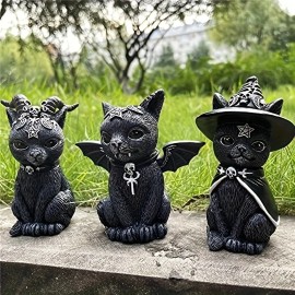 1pc, Winged Occult Cat Figurine, Poly Resin Decor, Home Decor, Room Decor, Desk Decor, Garden Decor Supplies, Home Room Decorcolor: Black1, size: one size