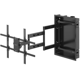 VIVO Recessed 50 to 75 inch LED LCD TV Wall Mount, Articulating Full Motion in-Wall TV Bracket for Flush Installation, Holds up to 110 lbs, Black, MOUNT-REC01