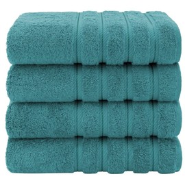 Lightweight Colonial Blue Stylish 4 Piece Beach Towel Set, Extra Soft, Linen Material, Highly Absorbent, Extra Soft | All Season Quick Dry, Thick, Comfy and Fluffy, Pretty Teal Shade, Highly Durable