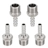 HARFINGTON 5pcs Stainless Steel Barbed Fitting 3/8" NPT Male to