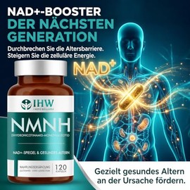 NMNH 1000 mg Capsules High Dose High Purity NAD Supplement Anti-Ageing for Cellular Energy & Antioxidant Support 120 Vegan Capsules
