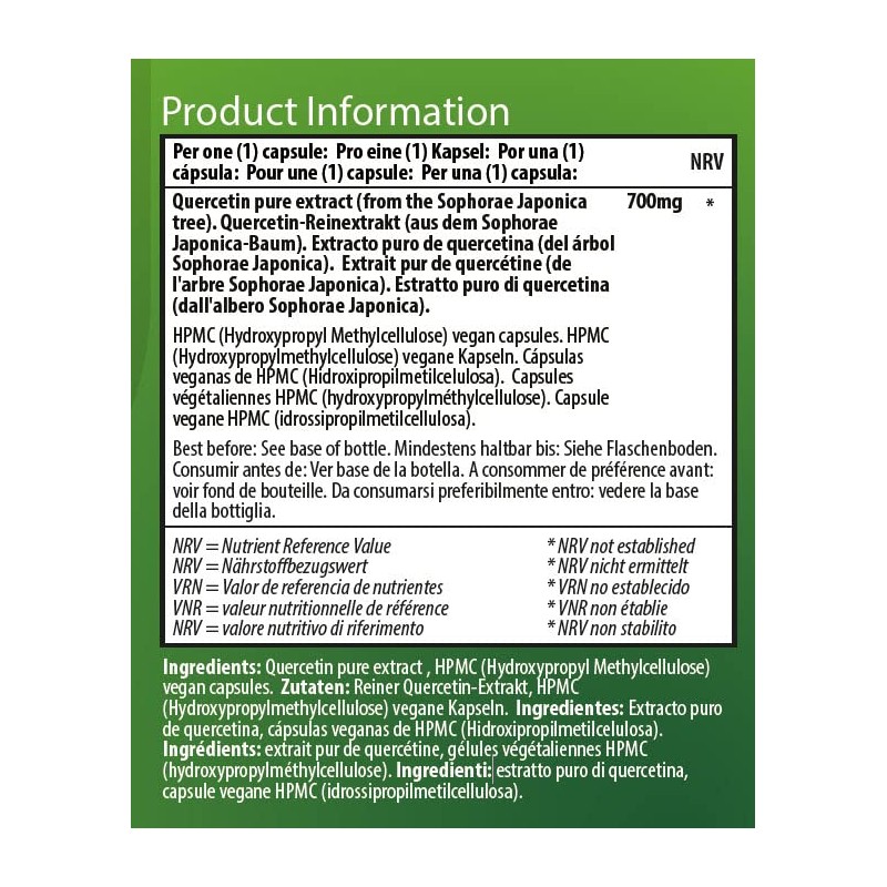 Quercetin 700mg Capsules Not Tablets High Strength Naturally High in