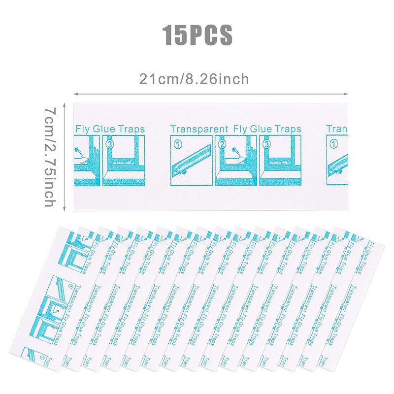 LUTER Pack of 15 Fly Strips Fly Trap Transparent Indoor