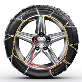 Coco Bird COCO BIRD Snow Chains, Wear-Resistant High Carbon Steel Anti Slip Tire Chain for Passenger Cars, Pickups, and SUVs, Set of 2 (KN130)