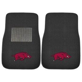 FANMATS 17594 Arkansas Razorbacks 2-Piece Embroidered Team Logo Car Mat Set, Front Row Automotive Floor Mats