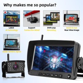 RV Wireless Backup Camera Plug and Play: Pre-Wired for Furrion System Recording Back Rear View Camera Easy Setup for Truck Trailer Motorhome Night Vision HD 1080P 7'' Monitor Split Screen Xroose CW7