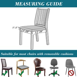 HFCNMY Seat Covers for Dining Chairs, Stretch Waterproof PU Dining Chair Seat Covers Set of 4, Removable Dining Room Chair Seat Covers Washable Kitchen Chair Seat Covers with Elastic Bands (Black)