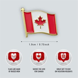 For the Love of Canada Canadian Country Flag Pin - Metal Made Enamel Pins with Canadian Flag Design - Brooch Pins for Backpacks, Clothes and Hats - Canadian Souvenirs & Accessories Flag Lapel Pins - Pack of 50