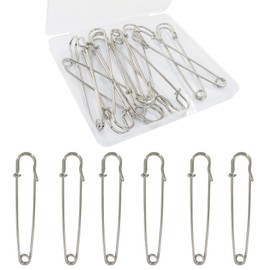 Rierdge 10 Pack Large Safety Pins, 4 Inch Heavy Duty Silver Safety Pins for Clothes, Blankets, Crafts