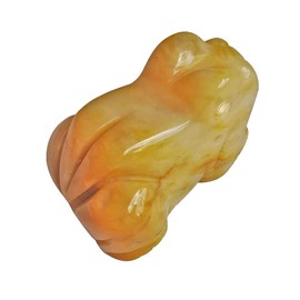 Loveliome Yellow Jade Frog Crystal Figurine, Small Hand Carved Pocket Healing Crystal Statue Animal Sculpture 1.5 Inches