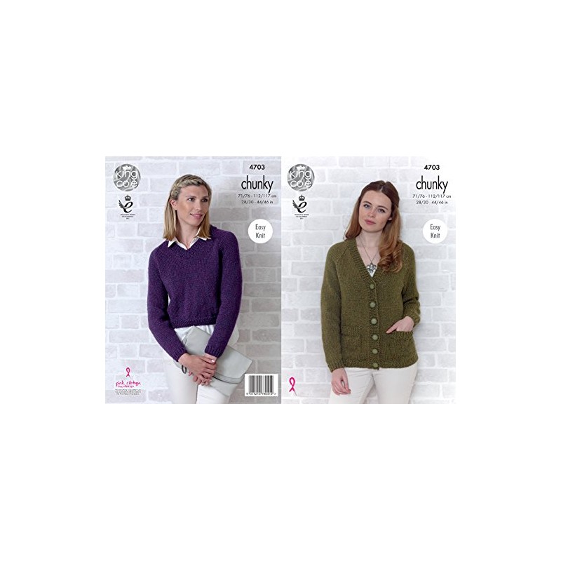 King Cole Womens Chunky Knitting Pattern Ladies Easy Knit Raglan