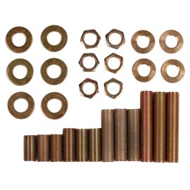 Creative Hobbies ELYPACK - 28 Piece Lamp Repair Hardware Assortment Pack - Pipe Nipples, Washers, Lock Nuts - Perfect for DIY Lamp Repairs and Projects