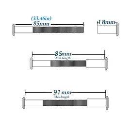 Anmas 10pcs M6 Furniture Joint Connector Bolt & Cap Nut Kit Use for Cot Bed Crib Bolts Hex Drive Socket Cap Bolts - Hex Socket Screws Head (80mm)