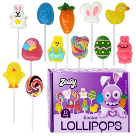 Easter Lollipops for Kids Individually Wrapped - 12 Easter Candy Suckers for Easter Basket Filler, Easter Party Favors, Easter Supplies - Kids Easter Candy Gifts