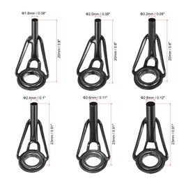 PATIKIL 1.8-2.8mm Fishing Rod Tip Repair Kit, 6pcs Stainless Steel Pole Ring Guide Replacement for Saltwater Freshwater Fishing, Black