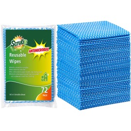 SCRUBIT Reusable Cleaning Wipes, Handy Wipes for Kitchen and Office - Dish Cloths for Washing Dishes - Multi Purpose Disposable Cleaning Towels (12 x 20 in) 72 Pack (Blue)