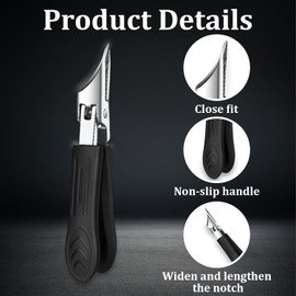 3-Piece Manicure Set, Beveled Opening Nail Clippers Kit for Thick Nails, Stainless Steel Toenail Clippers, Anti-Slip Handle Prevent Scattering, Complete Nail Care Accessory, Nail Hooks Clippers Files