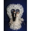 Handmade New Elegant Wedding Caketopper with Bride & Groom, lacy