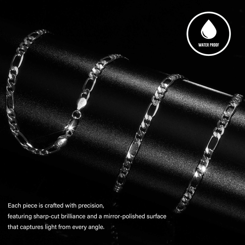 925 Sterling Silver Figaro Chain Necklace 5mm – Sterling Silver