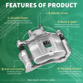 CAROCK Disc Brake Caliper Front Right with Bracket fit for Chrysler 200 2011-2014 / Sebring Cirrus 2007-2010, for Dodge Avenger 2008-2014 / Caliber 2007-2012, for Jeep Compass Patriot 2007-2017