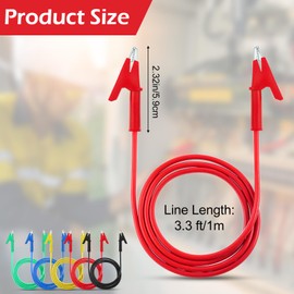10Pcs 14 Gauge Alligator Clips with Wires for Multimeter, Heavy Duty Silicone Test Leads 15A Jumper Wires with Insulators Clips for Electrical Testing Experiment(3.3ft/1m)