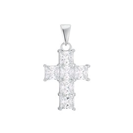Amor 9175192 Women's Pendant 925 Sterling Silver with Synthetic Zirconia 2.6 cm Silver Cross Comes in Jewellery Gift Box, Sterling Silver, Synthetic zirconia.