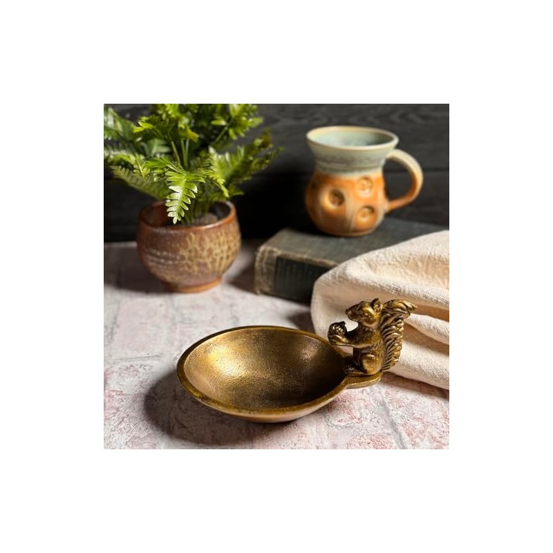 The Barrington Garage Squirrel with Acorn Cast Metal Decorative Bowl,