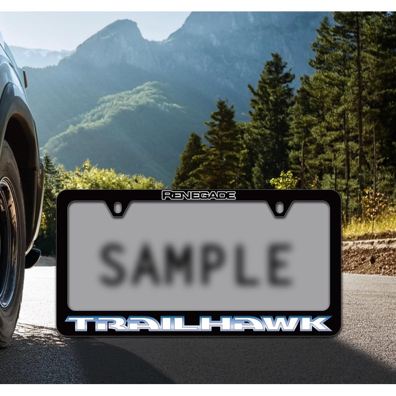 Jeep Trailhawk UV Printed Black Plastic License Plate Frame -