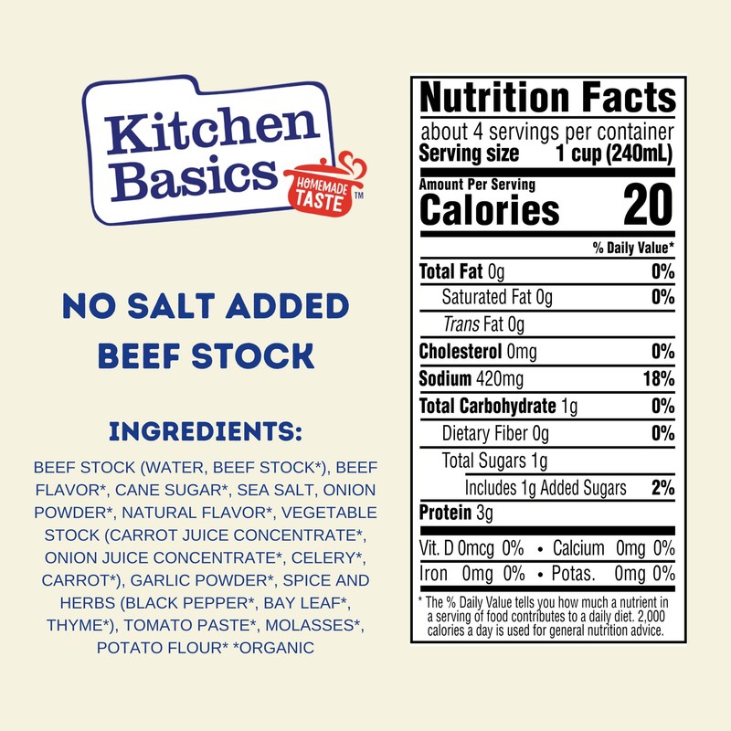 Kitchen Basics Unsalted Beef Stock, 32 oz (Pack of 12)
