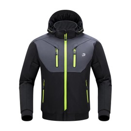 BORLENI Motorcycle Jacket with CE Armor Removable Liner Detachable Hood for Men Motorbike Riding Jacket Windproof All Seasons