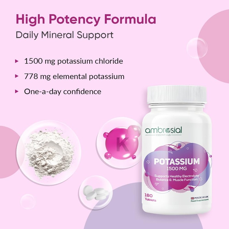 Ambrosial Potassium Chloride 1500 mg – High Strength Potassium Supplement