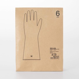 MUJI Natural Rubber Gloves, Ambidextrous M, Pack of 6, 82577136