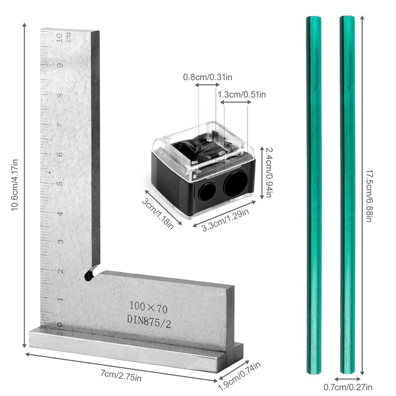 Engineer's Square with Stop 90° Try Square Metal Small 100