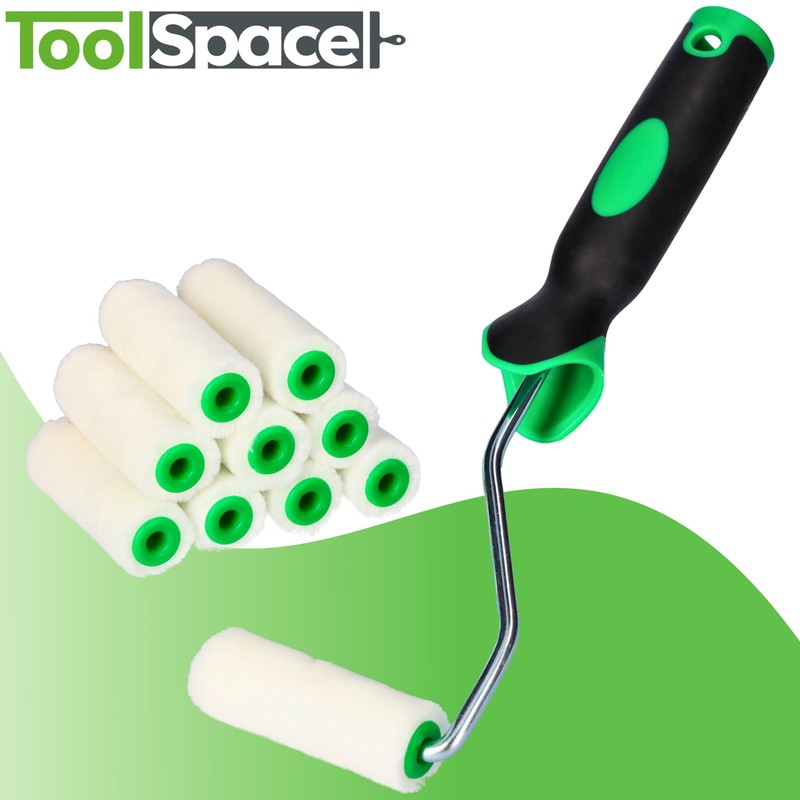 ToolSpace Set of 10 Paint Rollers, 7 cm, with Handle,