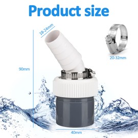 Washing Machine Drain Adapter, Washing Machine Connection Input Diameter 18-24 mm and Pipe Diameter 40 mm, for Connection Dishwasher Washing Machine Drain Hose Pack of 2