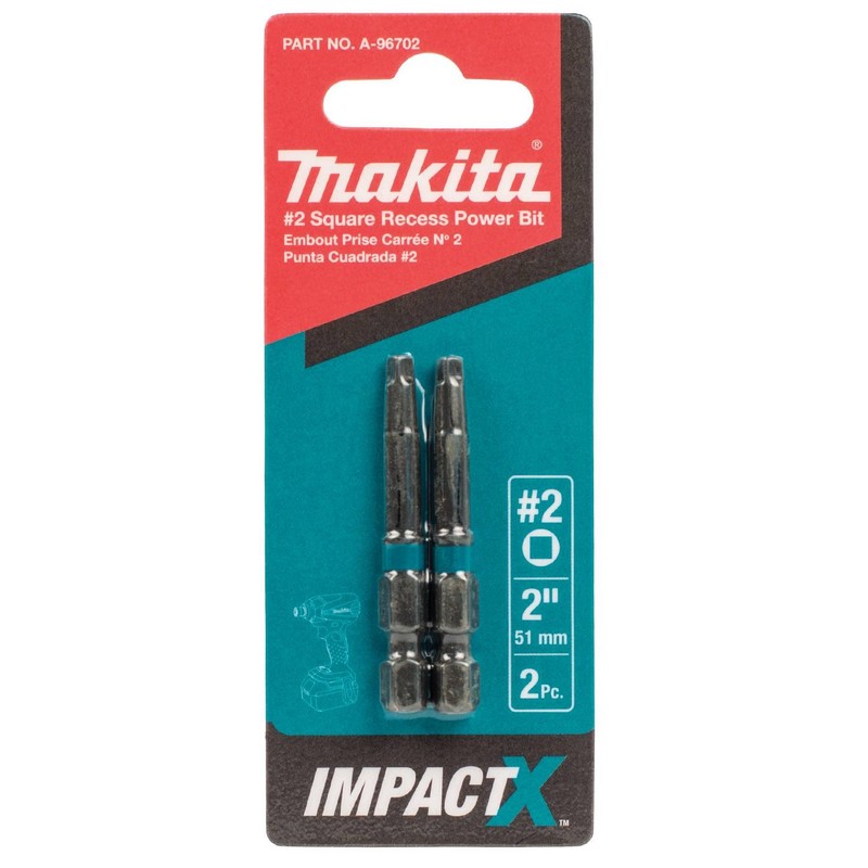 Makita A-96702 Impactx 2 Square Recess 2″ Power Bit, 2
