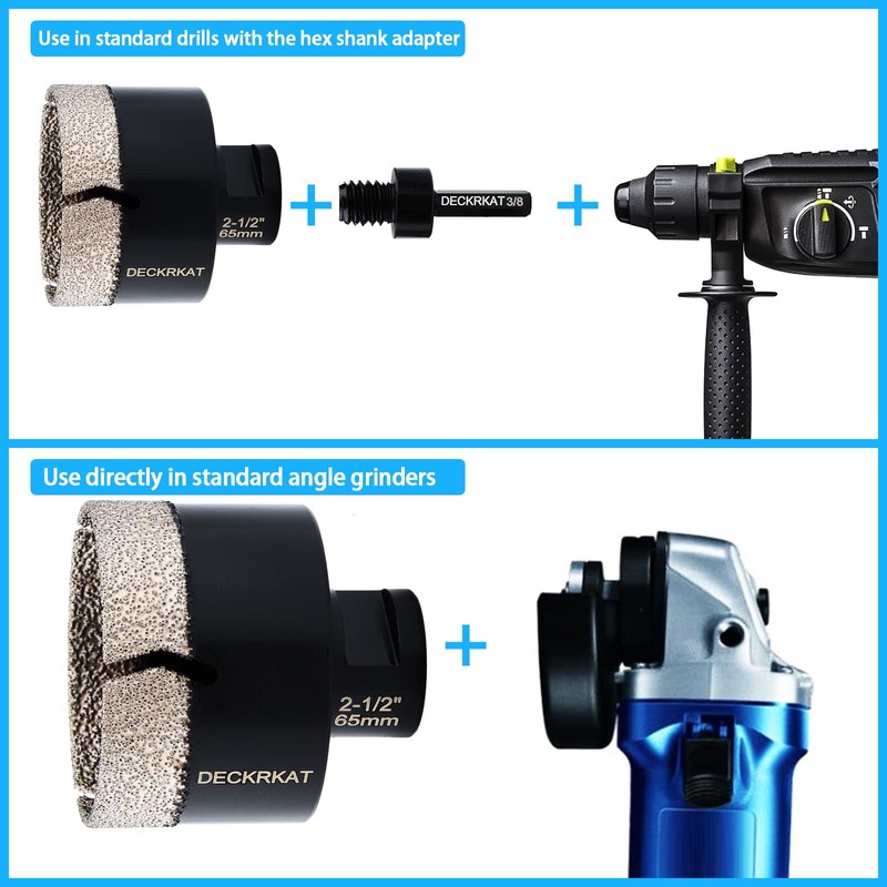 Diamond Hole Saw, 2-1/2" Hole Saw for Tiles Granite Marble