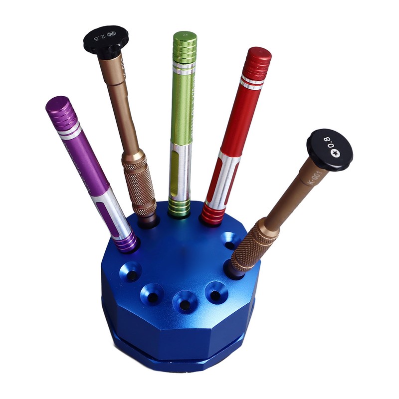 Screwdriver Storage Rack 10 Holes Aluminum Alloy Rotating Screwdriver Organizer