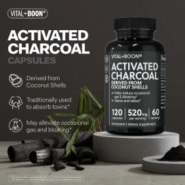 Activated Charcoal Pills – Derived from Coconut Shells – Black Charcoal...