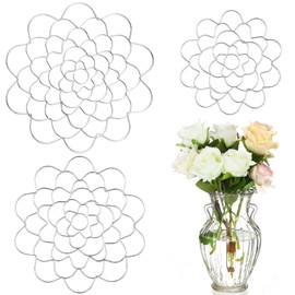 Hotop 3 Pcs Flower Frog Stainless Steel Flower Lid Arranger Lids Metal Flower Insert Lid Floral Frog Lid Arranger Round Floral Frog Lid Organizer for Flower Arrangement (Cute Style,5'', 6'', 7'' Dia)