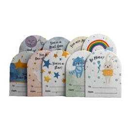 Of The Earth Handmade Paper - Wildflower Seed Paper Arch Shape - Children's Watercolor Valentines - 2.4" x 3.25" - Set of 27 (Mixed Set)