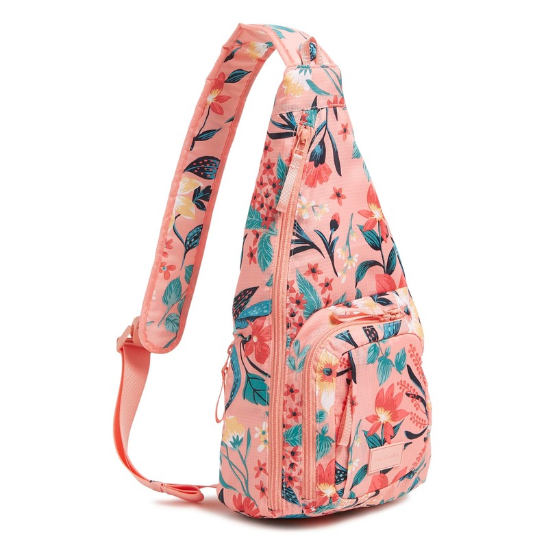 Vera Bradley Ripstop Sling Backpack, Paradise Bright Coral