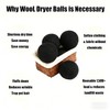 6 Pack Wool Dryer Balls, Black, 2.75 in/7 cm