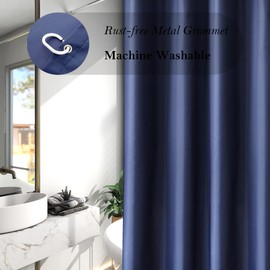 AooHome 48 Width x 72 Height inch Shower Liner, Stall Size Fabric Solid Color Bathroom Curtain with Hooks, Weighted Hem, Waterproof, Navy Blue