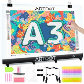 ARTDOT A3 LED Light Pad for Diamond Art Kits for Adults, USB Powered Light Board Kit, Adjustable Brightness with Diamond Painting Tools Detachable Stand and Clips