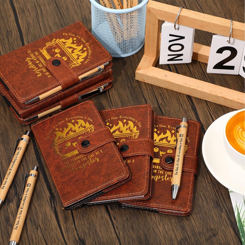 Colarr 10 Sets Dumpster Fire Response Team Leather Notebooks Pens