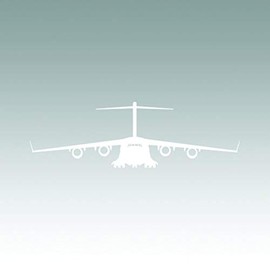 C-17 Globemaster III Front View Sticker - Decal - Die Cut - C17 C 17 3 Globe Master USAF Air Force Heavy Lift - White 6.00" x 1.88"