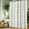 Sage Green Boho Shower Curtain,Modern White Light Green Neutral Farmhouse