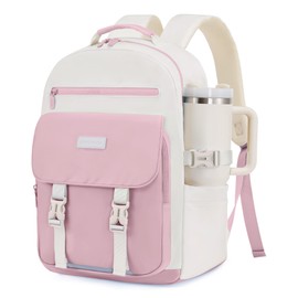 LOVEVOOK School Backpack for Teen Girls，Casual School Backpack 14-18 Teenage 15.6 Inch Laptop Bookbag, Cute Big Student Laptop Backpack for College Women Middle High School Travel Daypack，Pink