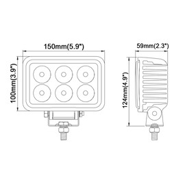 Square Work Light, LED Work Light, 18W, 6000K, High Brightness, Wide Angle, Tire Light, Off-road Auxiliary Light, Fish-Luring Light, Headlight, Night Fishing, for Trucks, Agricultural Machinery, Ships